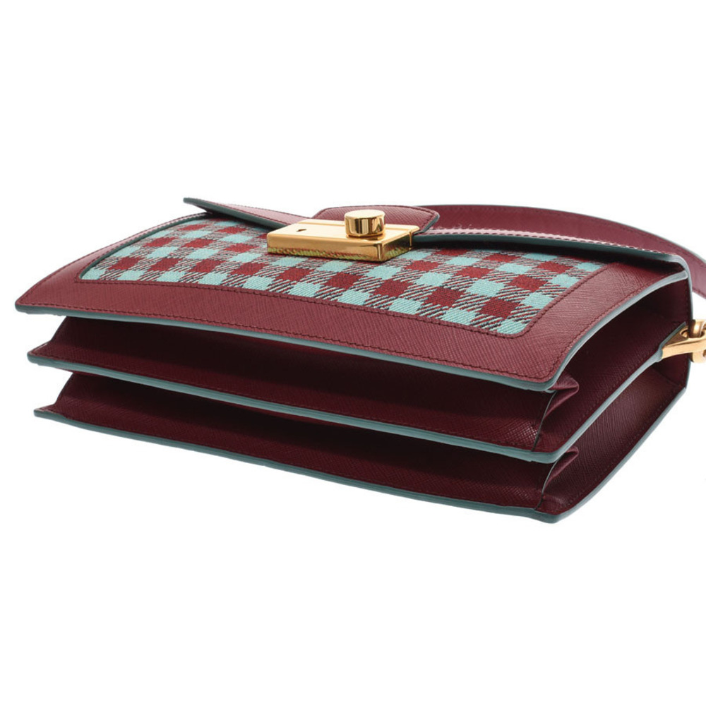 Prada Bag Bordeaux Green Jacquard Purple Saffiano - Picture 5 of 11